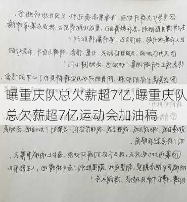 曝重庆队总欠薪超7亿,曝重庆队总欠薪超7亿运动会加油稿