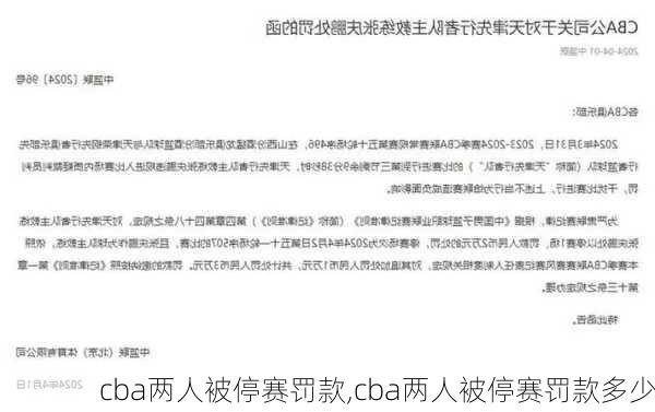 cba两人被停赛罚款,cba两人被停赛罚款多少