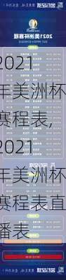 2021年美洲杯赛程表,2021年美洲杯赛程表直播表