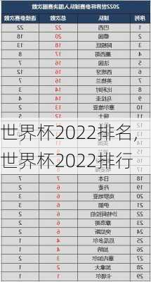 世界杯2022排名,世界杯2022排行