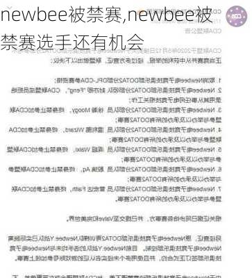 newbee被禁赛,newbee被禁赛选手还有机会