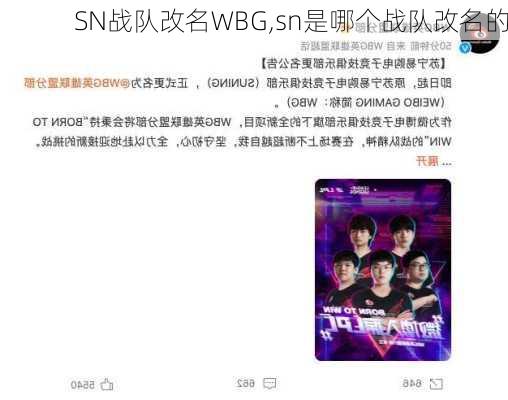 SN战队改名WBG,sn是哪个战队改名的