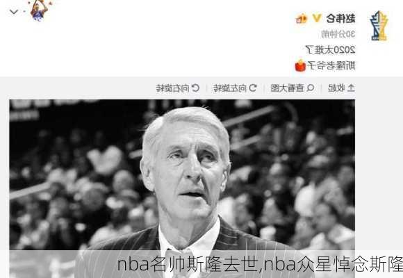 nba名帅斯隆去世,nba众星悼念斯隆