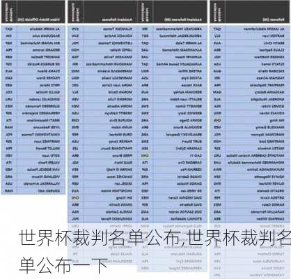 世界杯裁判名单公布,世界杯裁判名单公布一下